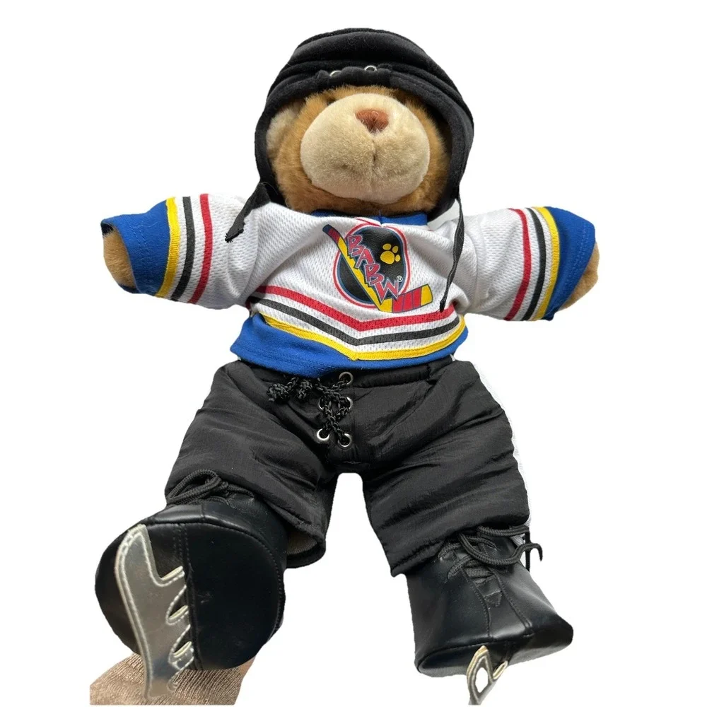 BUILD-A-BEAR Bear in Hockey Uniform BABW Jersey Pants Helmet Teddy‎ Bear
